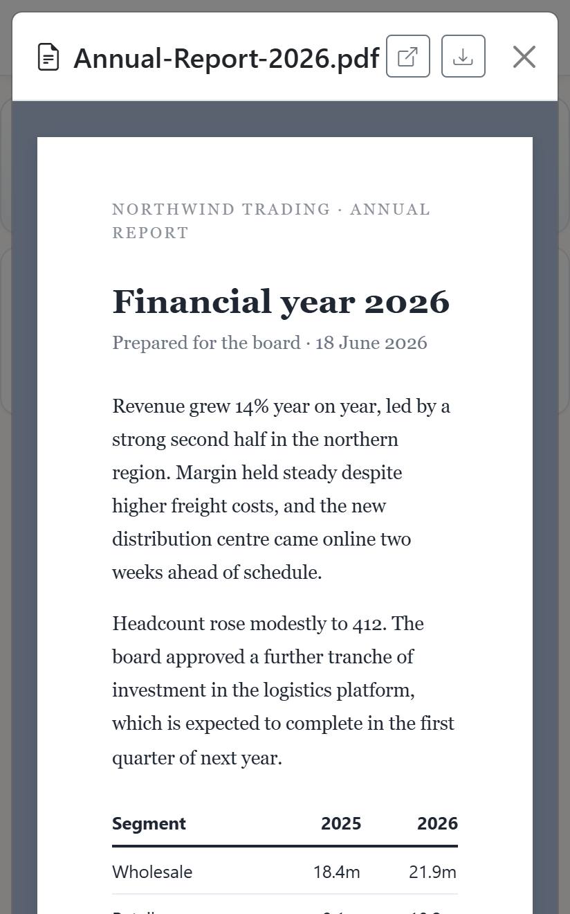 A document preview on a phone