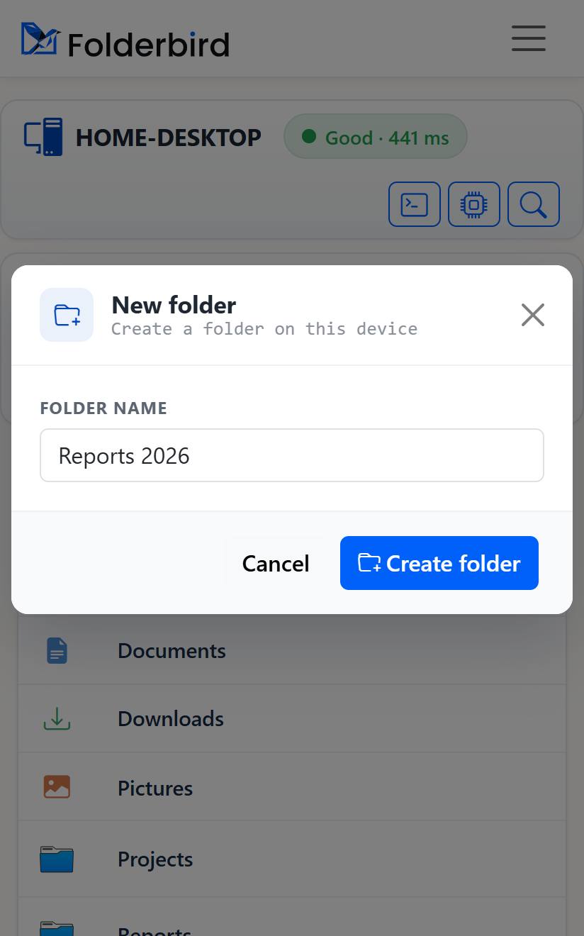 Creating a folder on a phone